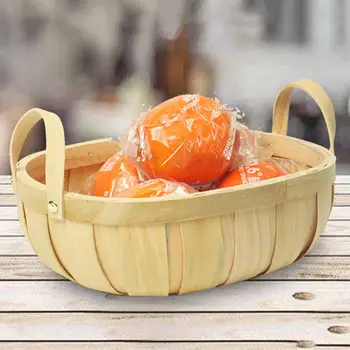 Wooden Hand Woven Fruit Basket Sundries Flower Vegetable Half Bushel Storage Basket With Two Handles Desktop Display Decorative
Wooden Hand Woven Fruit Basket Sundries Flower Vegetable Half Bushel Storage Basket With Two Handles Desktop Display Decorative