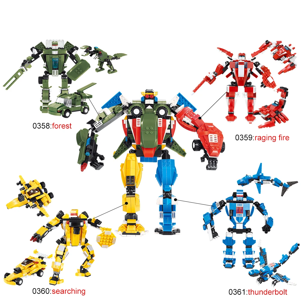 827PCS Car Plane Vehicle Transform Robot Model 4 in 1 Creative Building Blocks Enlightenment Educational Toys Set for Children
827PCS Car Plane Vehicle Transform Robot Model 4 in 1 Creative Building Blocks Enlightenment Educational Toys Set for Children