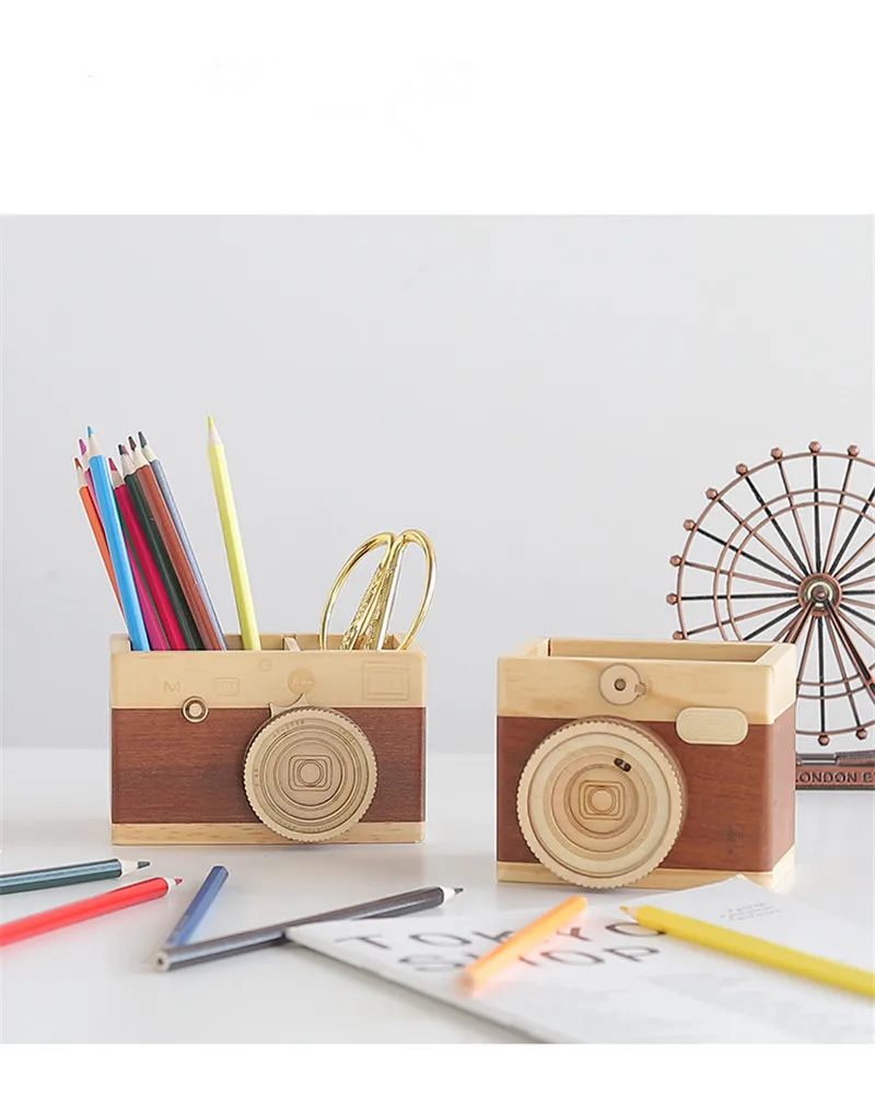 Creative Vintage Camera Shape Pen Holder Office Wooden Multifunctional Pencil Organizer Desktop Decoration Storage Box For
Creative Vintage Camera Shape Pen Holder Office Wooden Multifunctional Pencil Organizer Desktop Decoration Storage Box For