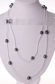 AA 003114 long 50" big 12mm baroque black freshwater cultured pearl leather necklace
AA 003114 long 50" big 12mm baroque black freshwater cultured pearl leather necklace