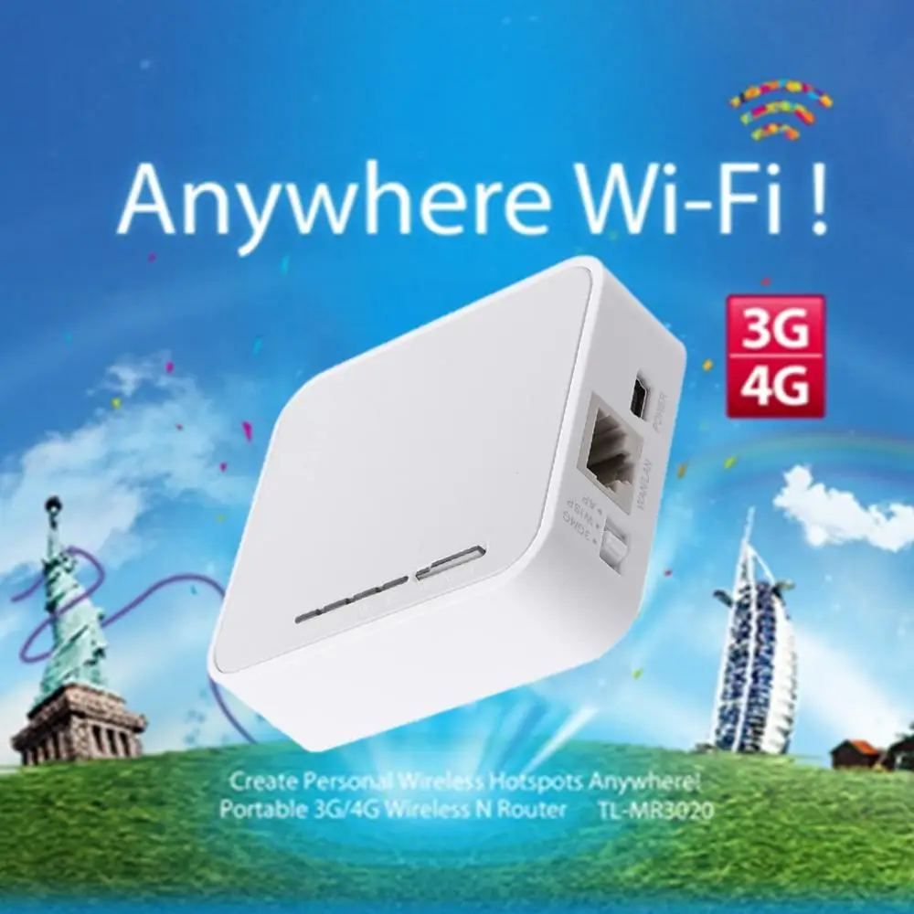

UK Plug TP-LINK TL-MR3020 V3 Portable 3G 4G USB Modem Wireless N WiFi 300Mbps Router Repeater