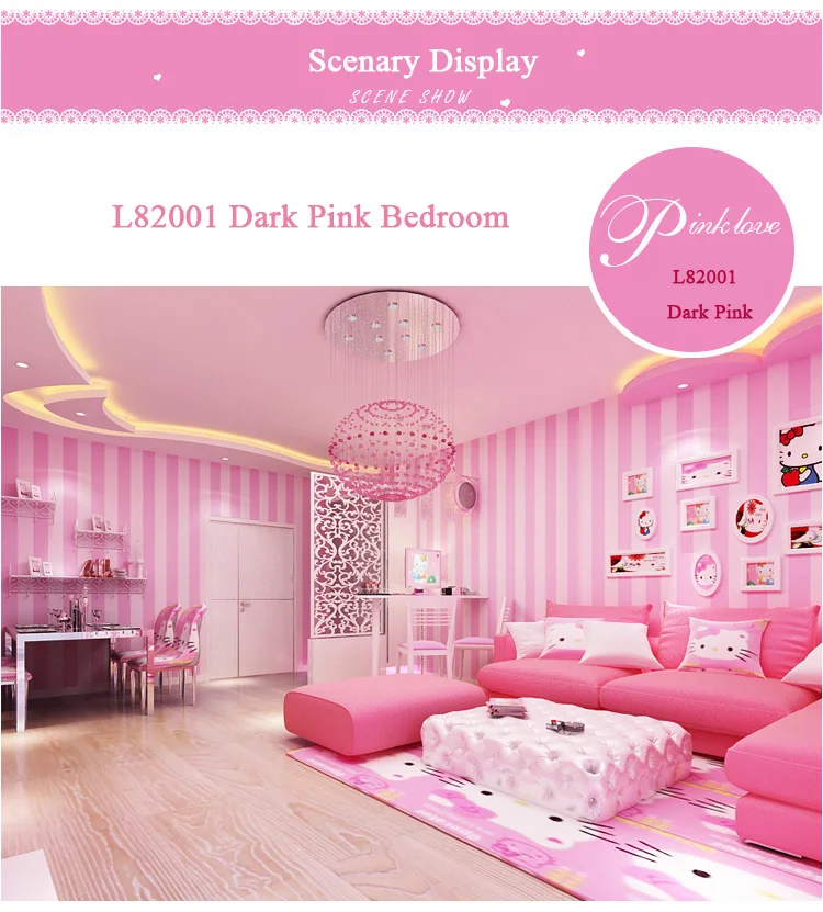 Modern Room Wall Papers Home Decor Pink Strip Wallpaper For Girls Bedroom Child Room Wallpaper Roll Vertical Stripped Wallpapers