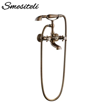 Smesiteli Antique Brass Bathtub Faucets Wall Mounted Brushed Bathtub Faucet With Hand Shower Bathroom Bath Shower Faucets
Smesiteli Antique Brass Bathtub Faucets Wall Mounted Brushed Bathtub Faucet With Hand Shower Bathroom Bath Shower Faucets