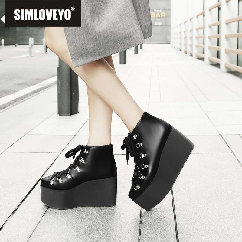 Женские готические ботильоны SIMLOVEYO весенняя обувь из искусственной кожи на очень