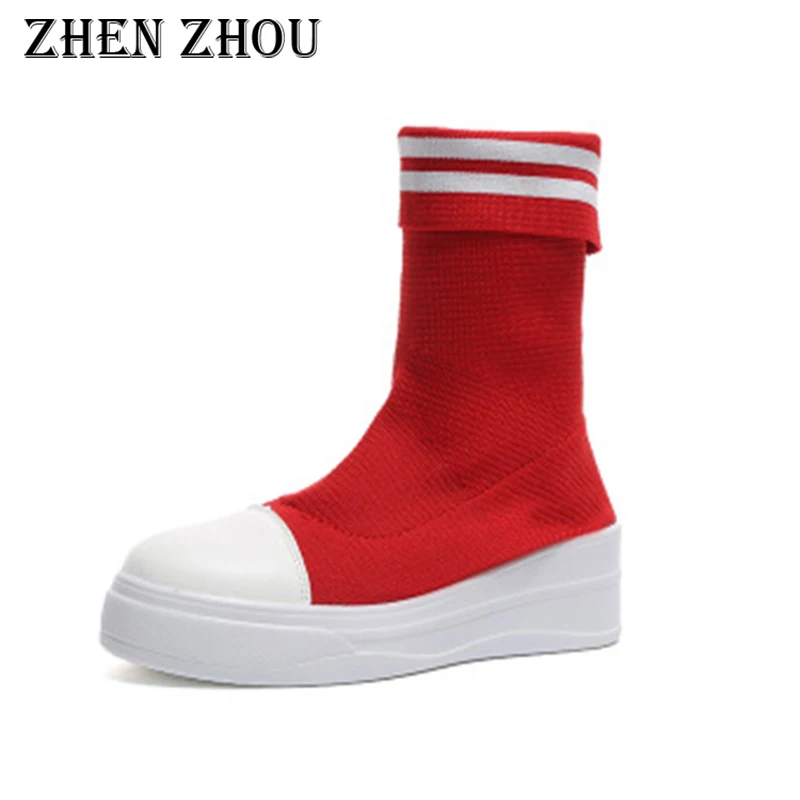 zhen zhou Sock Boots 2018 fashion round toe slip-on solid stretch boots flat heels women winter shoes high heels martin boots
zhen zhou Sock Boots 2018 fashion round toe slip-on solid stretch boots flat heels women winter shoes high heels martin boots