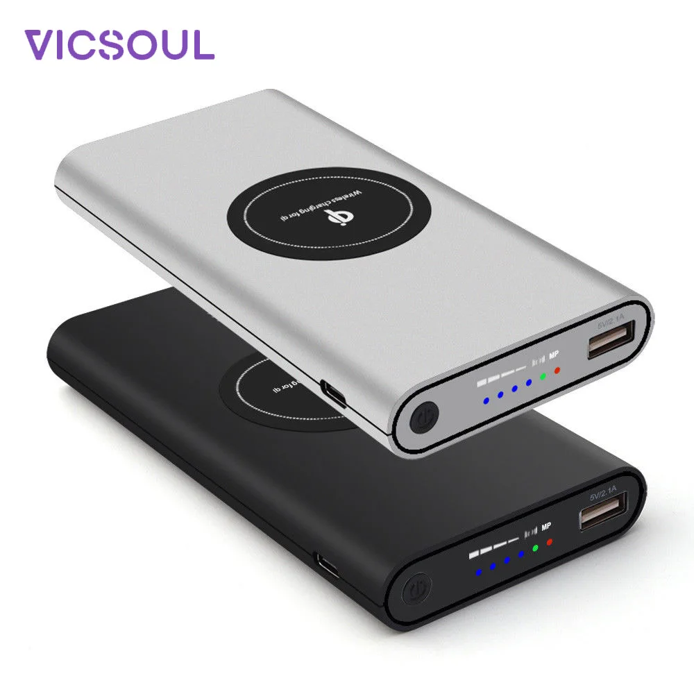 VicSoul 10000mAh QI Power Bank 5V/2.1A Wireless Charging Powerbank Digital LED Portable Charger for iPhone X/8/P Samsung Galaxy
VicSoul 10000mAh QI Power Bank 5V/2.1A Wireless Charging Powerbank Digital LED Portable Charger for iPhone X/8/P Samsung Galaxy