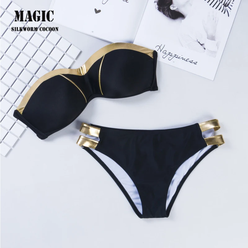 Hot stamping hard bag high quality bikini set women bandeau push up swimsuit solid swimming suit swimwear sexy Bathing Suit New
Hot stamping hard bag high quality bikini set women bandeau push up swimsuit solid swimming suit swimwear sexy Bathing Suit New