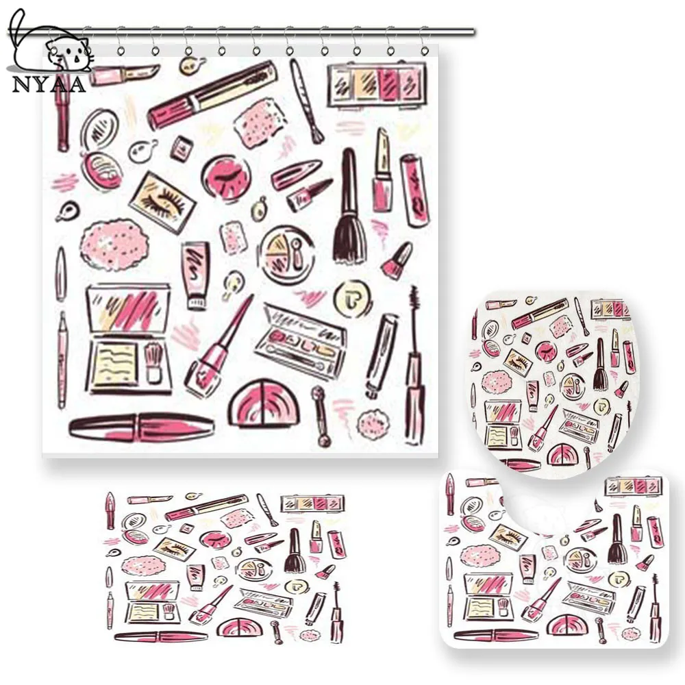 NYAA 4 Pcs Makeup Products Set Shower Curtain Pedestal Rug Lid Toilet Cover Mat Bath Mat Set For Bathroom Decor
NYAA 4 Pcs Makeup Products Set Shower Curtain Pedestal Rug Lid Toilet Cover Mat Bath Mat Set For Bathroom Decor
