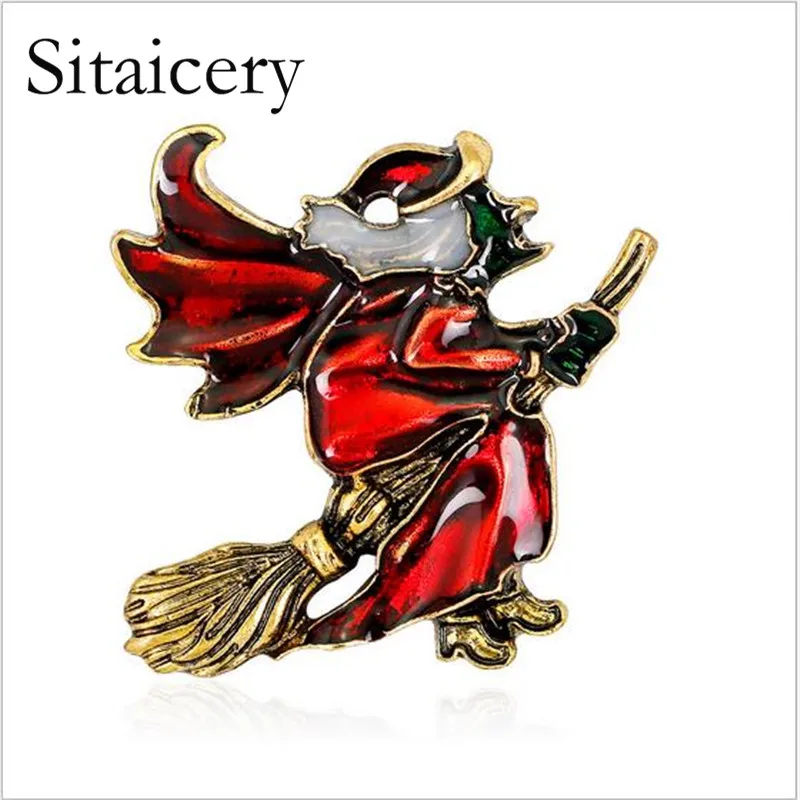Sitaicery New Metal Witch Riding A Broom In Flight Painted Yellow Oil With Hat Brooch Magical Halloween Silvery Gift Jewelry
Sitaicery New Metal Witch Riding A Broom In Flight Painted Yellow Oil With Hat Brooch Magical Halloween Silvery Gift Jewelry