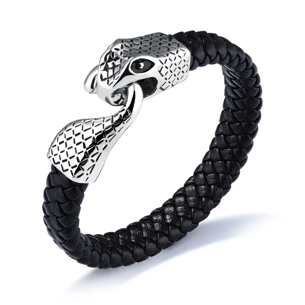 Punk Snake Catch Tail Genuine Leather Bracelets For Men With Evil Eyes Handmade Braid Design Wrap Wristband
Punk Snake Catch Tail Genuine Leather Bracelets For Men With Evil Eyes Handmade Braid Design Wrap Wristband