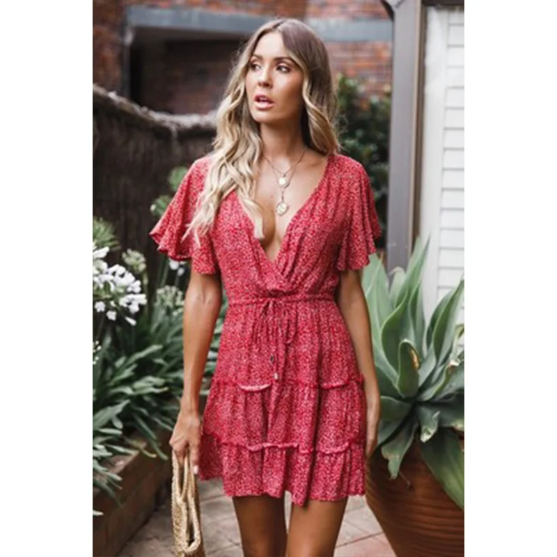liva girl Women Short Sleeve Wrap Boho Floral Mini Dress Ladies Summer Sundress Holiday V neck Short Sleeve Print Dress 2019
liva girl Women Short Sleeve Wrap Boho Floral Mini Dress Ladies Summer Sundress Holiday V neck Short Sleeve Print Dress 2019