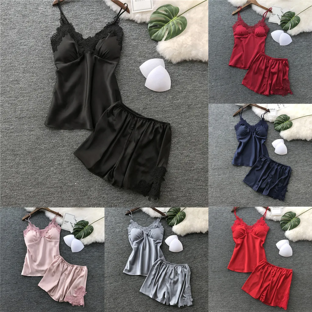 Fashion Women Pajama Sets Lace Nightwear 5 Sizes Comfortable Summer Short Sleepwear Set Red pyjama femme pijama mujer verano
Fashion Women Pajama Sets Lace Nightwear 5 Sizes Comfortable Summer Short Sleepwear Set Red pyjama femme pijama mujer verano