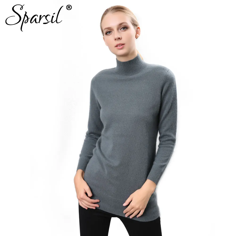 Sparsil Women Pure Cashmere Sweater Half Turtleneck Solid Color Slim Knitted Pullover Winter Warm Comfortable Cashmere Knitwear
Sparsil Women Pure Cashmere Sweater Half Turtleneck Solid Color Slim Knitted Pullover Winter Warm Comfortable Cashmere Knitwear