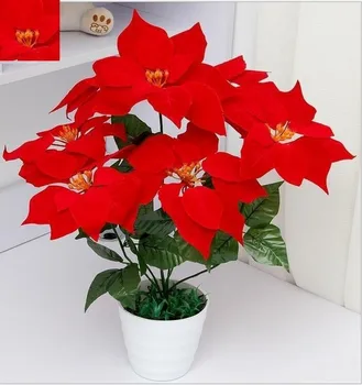 45CM 19.7" Fake Artificial Flowers poinsettia 7 head Christmas Silk Poinsettias Flower Bouquet Home Party table Decoration
45CM 19.7" Fake Artificial Flowers poinsettia 7 head Christmas Silk Poinsettias Flower Bouquet Home Party table Decoration