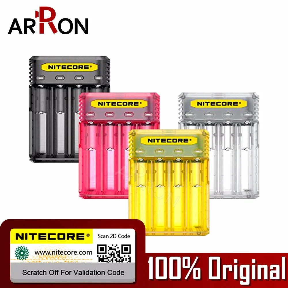 2018 NITECORE Q4 4-Bay 2A Quick Charger For Li-ion IMR 16340 10440 AA AAA 14500 18650 26650 Battery Electronic Smoke Batteries
2018 NITECORE Q4 4-Bay 2A Quick Charger For Li-ion IMR 16340 10440 AA AAA 14500 18650 26650 Battery Electronic Smoke Batteries
