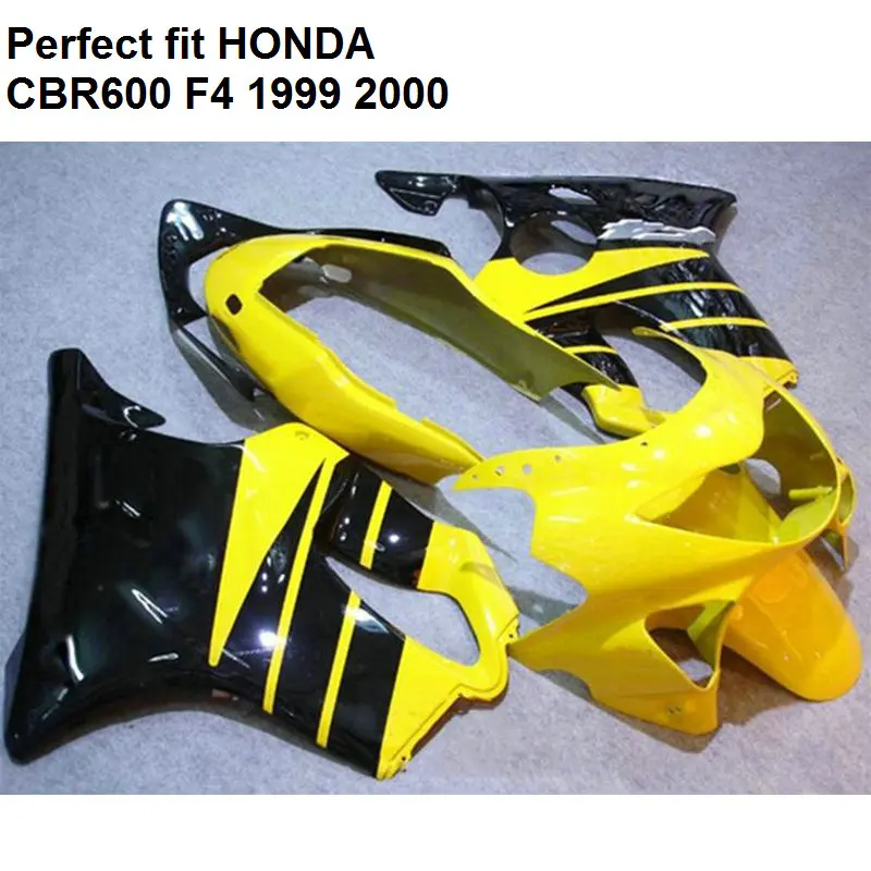 

100% fit injection fairings for Honda CBR 600 F4 1999 2000 yellow black fairing kit CBR600 F4 99 00 AE03