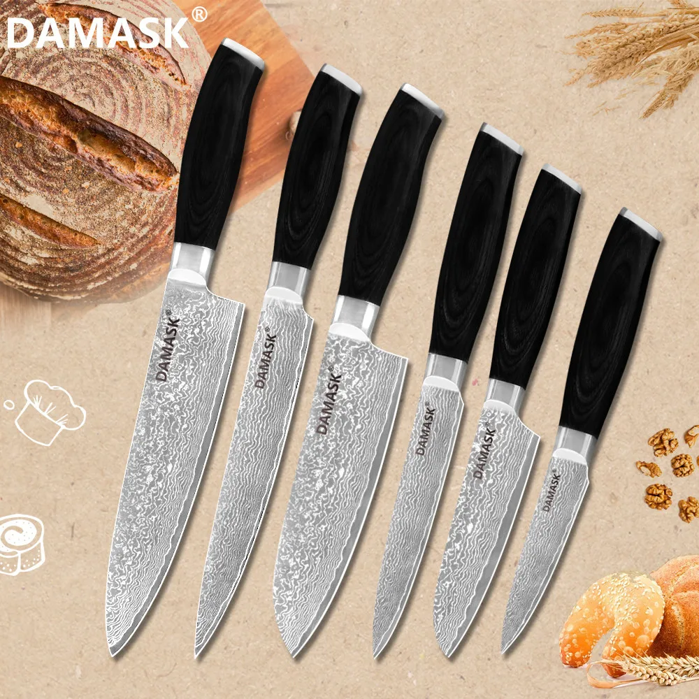 Damask Chef Slicing Santoku Utility Japanese Paring Knife Set 6 Pcs Set Damascus Knife Set High Quality Kitchen Cooking Knives
Damask Chef Slicing Santoku Utility Japanese Paring Knife Set 6 Pcs Set Damascus Knife Set High Quality Kitchen Cooking Knives