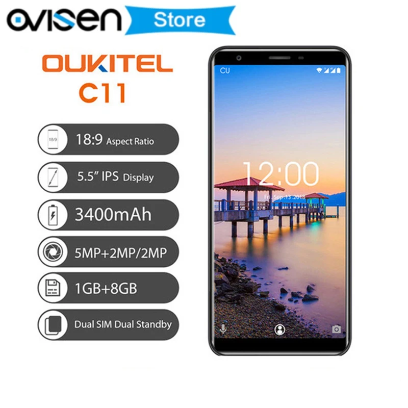 Oukitel C11 5.5 inch 18:9 Smartphone Android 8.1 1GB RAM 8GB ROM MTK6580A Quad Core 5MP+2MP Dual Camera 3400mAh Mobile Phone
Oukitel C11 5.5 inch 18:9 Smartphone Android 8.1 1GB RAM 8GB ROM MTK6580A Quad Core 5MP+2MP Dual Camera 3400mAh Mobile Phone