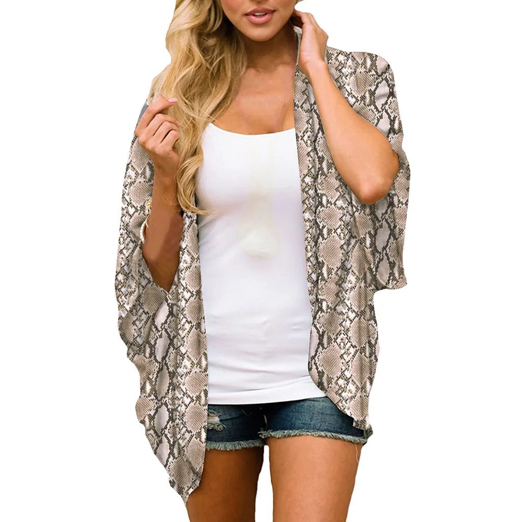 Women Chiffon Snake Print Kimono Loose Half Sleeve Shawl Cardigan Cover Up woman tops summer moda 2019 mujer cotton blouse
Women Chiffon Snake Print Kimono Loose Half Sleeve Shawl Cardigan Cover Up woman tops summer moda 2019 mujer cotton blouse