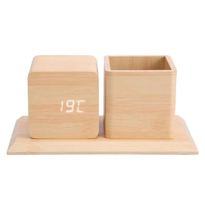 Wood Color Smart Electronic LED Sound Control Alarm Clock Calendar Temperature Display Pencil Pen Holder Office Desk Organizer
Wood Color Smart Electronic LED Sound Control Alarm Clock Calendar Temperature Display Pencil Pen Holder Office Desk Organizer
