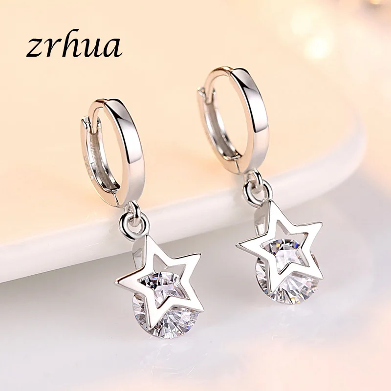ZRHUA New Fashion Good Selling 925 Sterling Silver Star Earrings Accessories White Hoop Brincos For Women/Girls Wedding Jewelry
ZRHUA New Fashion Good Selling 925 Sterling Silver Star Earrings Accessories White Hoop Brincos For Women/Girls Wedding Jewelry
