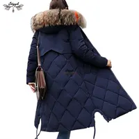 Plus Size Winter Women Jacket Coats Big Fur Hooded Warm Winter Parka Jackets Long Thicken Down Cotton Jacket Women parkas mujer image