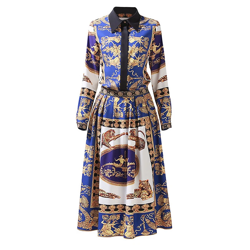 XF New Spring and summer 2019 Women's Casual Bohemian Women's suit High quality Print Shirt + pleated print Half skirt
XF New Spring and summer 2019 Women's Casual Bohemian Women's suit High quality Print Shirt + pleated print Half skirt