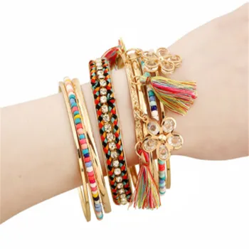 Women Boho Charms Bracelet&bangles Colorful Bohemia Arm Cuff Big Gold-color Tribal Ethnic multi layer Bangle Set Tassel Pulseira
Women Boho Charms Bracelet&bangles Colorful Bohemia Arm Cuff Big Gold-color Tribal Ethnic multi layer Bangle Set Tassel Pulseira