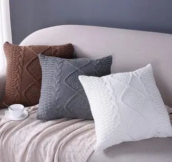 45x45cm white/grey/brown diamond wool cushion cover sofa warm knitted pillowcase throw pillow cover backrest 
45x45cm white/grey/brown diamond wool cushion cover sofa warm knitted pillowcase throw pillow cover backrest