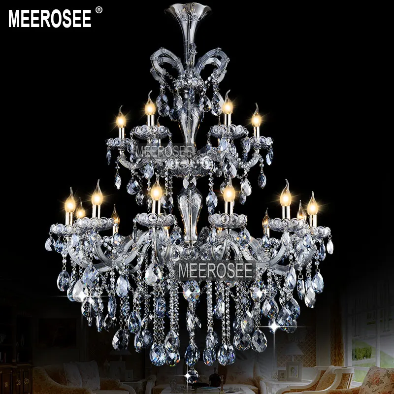 

Luxurious Light Blue Maria Theresa Large Crystal Chandelier Light Crystal Lighting Fitting lustres pendentes 18 Lamps