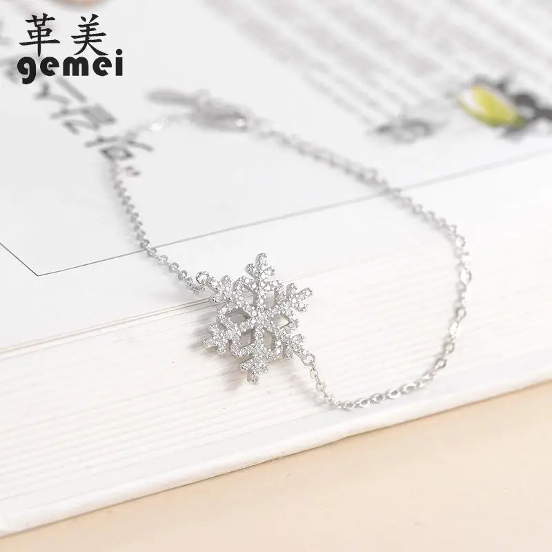 Gemei 100% 925 Sterling Silver Cubic Zirconia Snowflake Charm Bracelets For Women Fashion Party Jewelry
Gemei 100% 925 Sterling Silver Cubic Zirconia Snowflake Charm Bracelets For Women Fashion Party Jewelry