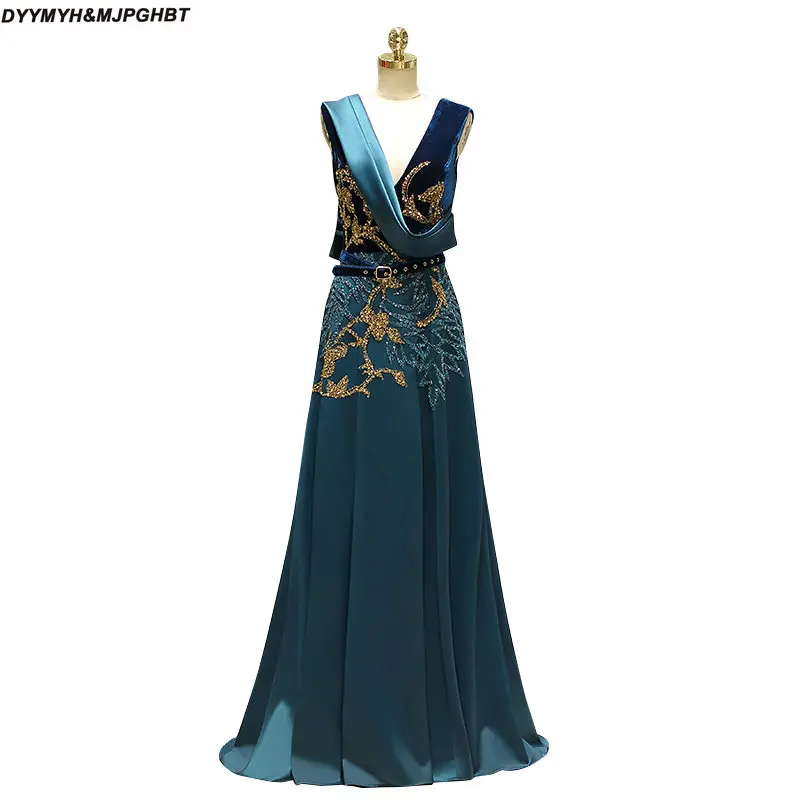 Elegant Hunte Green Long Mother of Bridal Dresses V Neck Heavy Beads Vintage the Groom Dress | Свадьбы и торжества