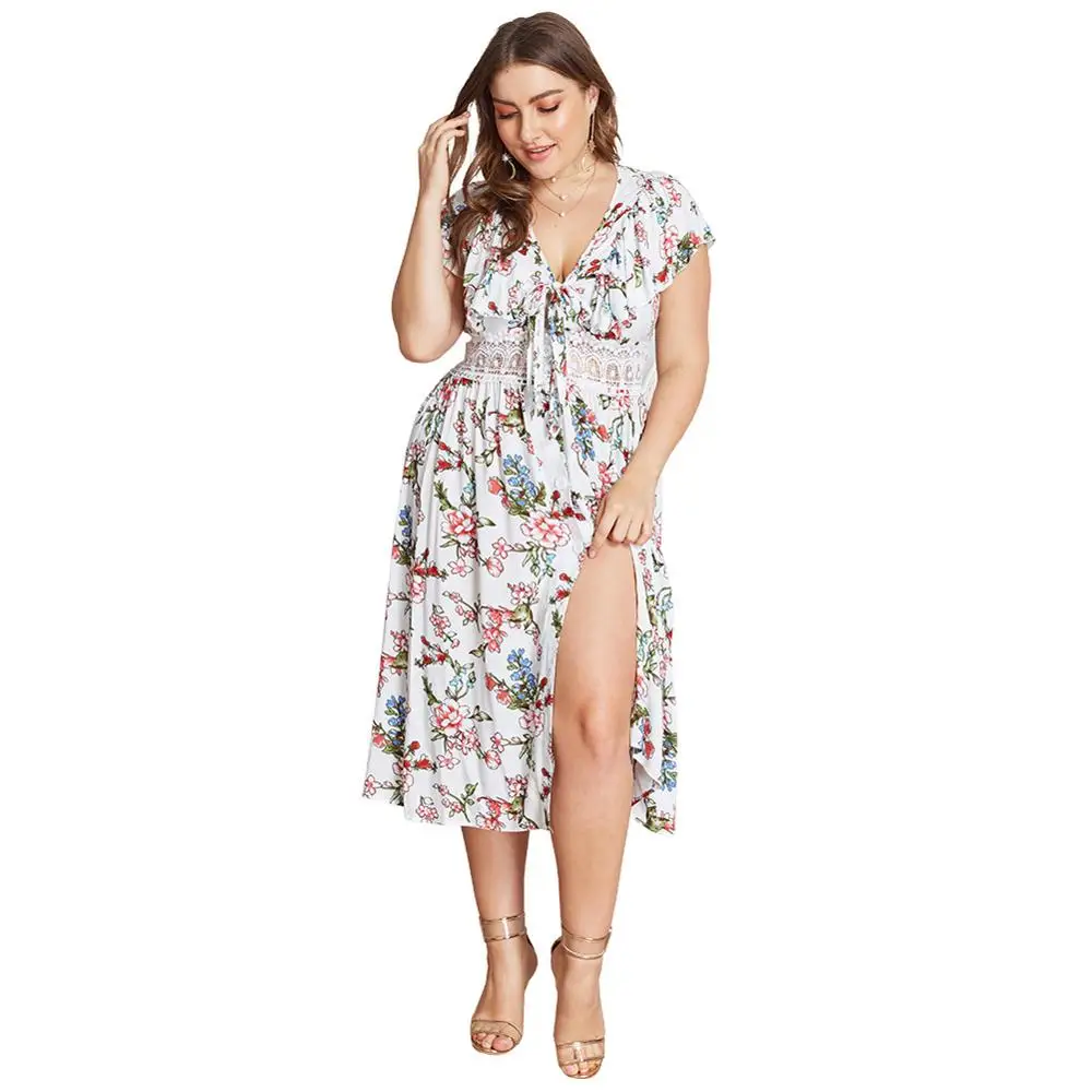Plus Size 3XL 4XL Flower Party Chiffon Patchwork High Waist Dress Women Printed Lace Waist Floral Bow Buttons Sexy Dresses
Plus Size 3XL 4XL Flower Party Chiffon Patchwork High Waist Dress Women Printed Lace Waist Floral Bow Buttons Sexy Dresses