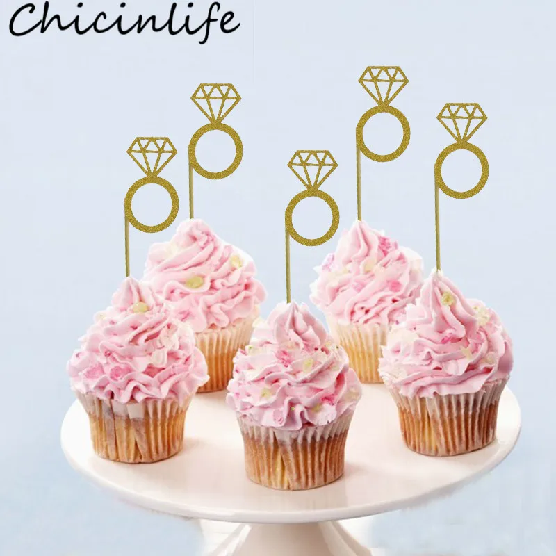 Chicinlife 10 бриллиантовое кольцо топперы для кексов свадьбы дня рождения свадебной