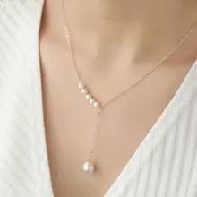 2019 mode femmes accessoires 925 Sterling argent perle collier femmes Rose or perle pendentif Jwelry pour les femmes(China)