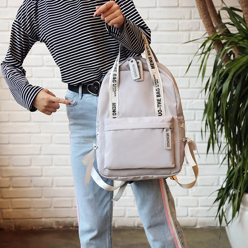 Menghuo Large Capacity Backpack Women Preppy School Bags For Teenagers Female Nylon Travel Bags Girls Bowknot Backpack Mochilas (24)