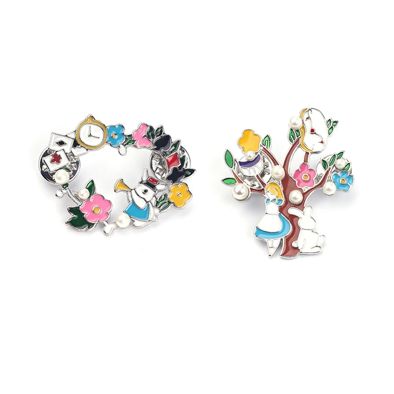 Cute Rabbit with Pearl Brooch Flower Blue Dress Girl Alice In Wonderland Enamel Lapel Pins Lovely Gifts for Women Children
Cute Rabbit with Pearl Brooch Flower Blue Dress Girl Alice In Wonderland Enamel Lapel Pins Lovely Gifts for Women Children
