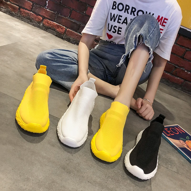 Autumn Yellow White Black Knitted Upper High Top Platform Sneakers Women Trendy Breathable Shoes Trainers Women Casual Shoes
Autumn Yellow White Black Knitted Upper High Top Platform Sneakers Women Trendy Breathable Shoes Trainers Women Casual Shoes