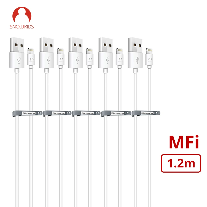

Snowkids MFi Cable for iPhone 5 6 7 8 X XR XsMax for Lightning to USB Data Sync Charger Compatible iOS12 Data Sync 5pcs