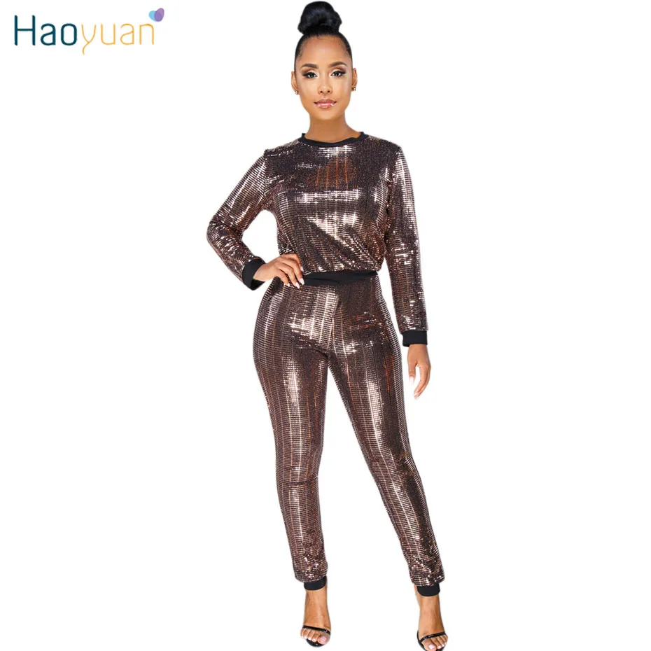 HAOYUAN 2 Piece Set Women Autumn Sequin Sexy Club Outfits Long Sleeve Tops+Bodycon Pants Suits Casual Two Piece Matching Sets
HAOYUAN 2 Piece Set Women Autumn Sequin Sexy Club Outfits Long Sleeve Tops+Bodycon Pants Suits Casual Two Piece Matching Sets