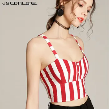 JYConline Red Striped Sexy Crop Tops Women Fashion Buttons Bustier Tank Tops Cropped Camis 2018 Summer Sexy Padded Crop Tops XXL
JYConline Red Striped Sexy Crop Tops Women Fashion Buttons Bustier Tank Tops Cropped Camis 2018 Summer Sexy Padded Crop Tops XXL