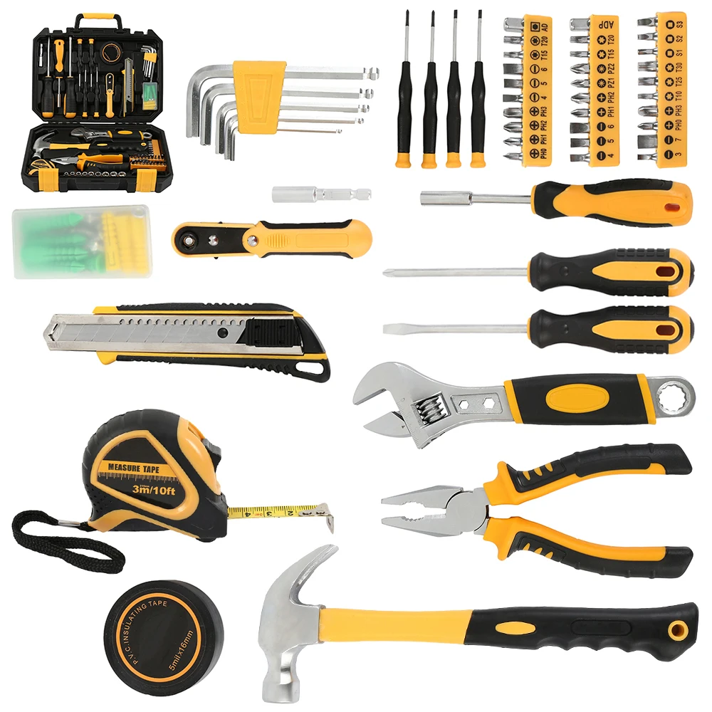 100 Pcs Hand Tool Set General Household Hand Tool Kit with Plastic Toolbox Storage Case Socket Wrench Screwdriver Knife
100 Pcs Hand Tool Set General Household Hand Tool Kit with Plastic Toolbox Storage Case Socket Wrench Screwdriver Knife