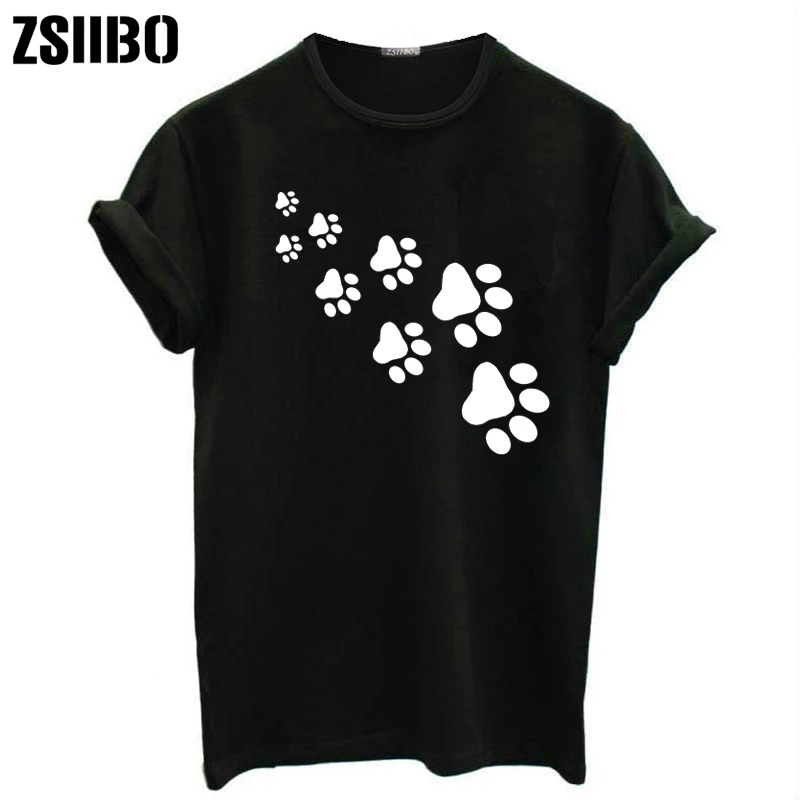 European and American creative dog footprint printing women's new fashion short-sleeved O-neck casual T-shirt top
European and American creative dog footprint printing women's new fashion short-sleeved O-neck casual T-shirt top