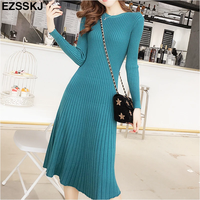 High Quality Sweater Dress Women Knitted Slim Pullover Clothing O-Neck Sweater Ladies Long Sleeve Long femme dress warm Ladies
High Quality Sweater Dress Women Knitted Slim Pullover Clothing O-Neck Sweater Ladies Long Sleeve Long femme dress warm Ladies