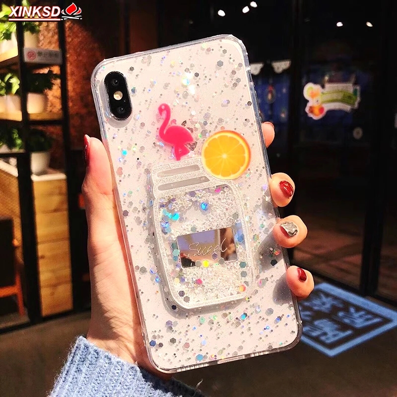 Fashio Glitter Case For iPhone XS Max XR X Flamingo Phone Case For iPhone 7 8 6 S 6s Plus Bling Orange bottle Sequins Back Cover
Fashio Glitter Case For iPhone XS Max XR X Flamingo Phone Case For iPhone 7 8 6 S 6s Plus Bling Orange bottle Sequins Back Cover