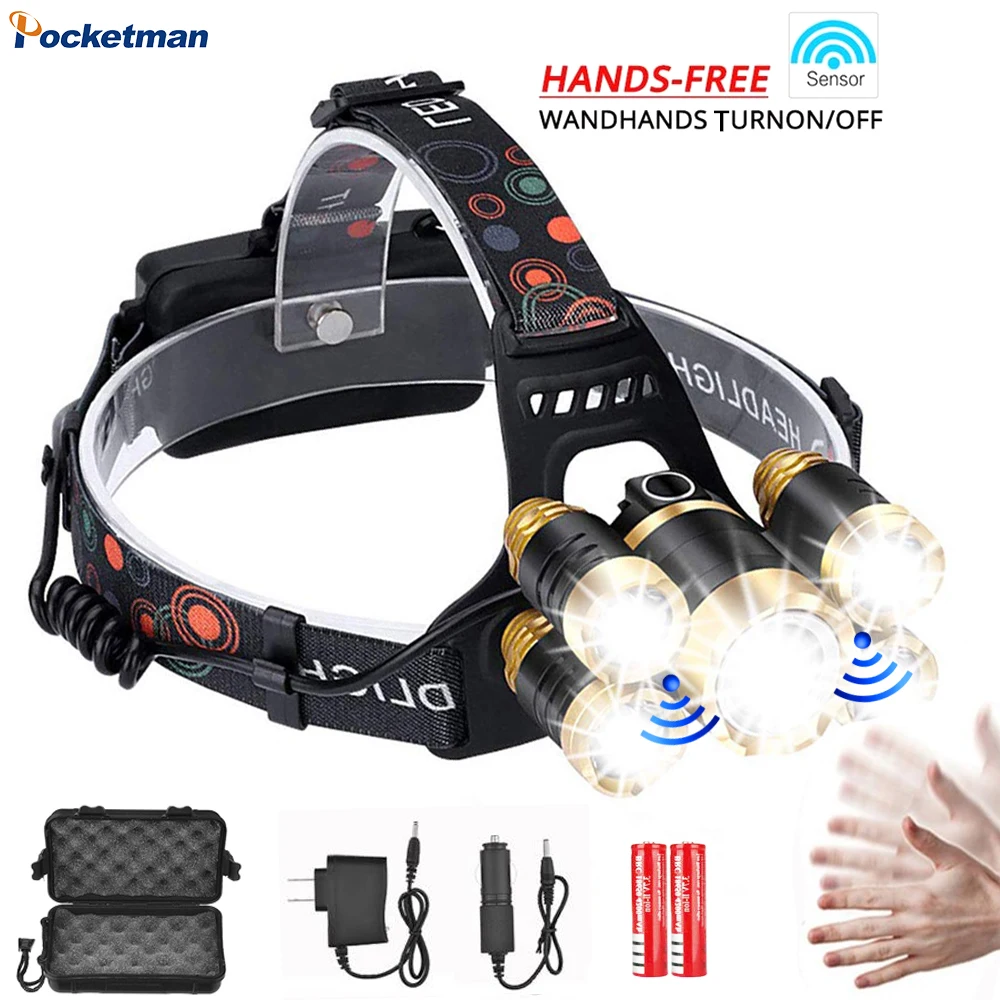 Super Bright 50000LM Sensor Headlamp T6 LED lantern Waterproof Rechargeable Flashlight Headlight 18650 For Camping Hunting
Super Bright 50000LM Sensor Headlamp T6 LED lantern Waterproof Rechargeable Flashlight Headlight 18650 For Camping Hunting