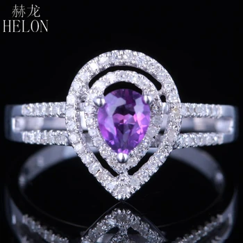HELON Solid 10K White Gold Flawless Pear Cut Natural Amethyst Diamonds Ring Women Engagement Wedding Sparkling Fine Jewelry Ring
HELON Solid 10K White Gold Flawless Pear Cut Natural Amethyst Diamonds Ring Women Engagement Wedding Sparkling Fine Jewelry Ring