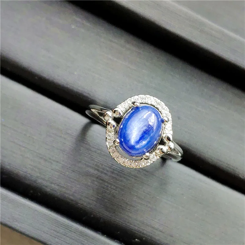 9x7mm Natural Kyanite Ring Healing Round Shape AAAAA Cat Eye Party Luxury Wedding Adjustable Fashion Rings Jewelry Drop Shipping | Украшения