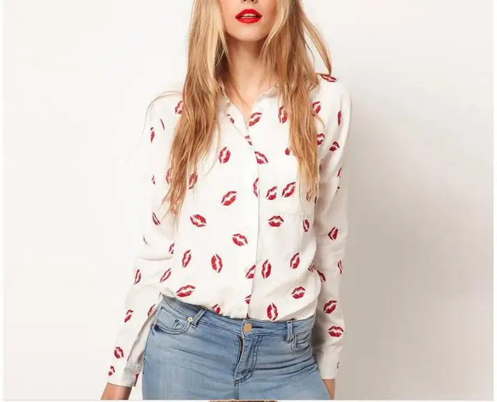 2019 Summer Women Chiffon Blouse Red Lip Print Plus Size Casual Loose Long Sleeve Shirt Office Lady Tops
2019 Summer Women Chiffon Blouse Red Lip Print Plus Size Casual Loose Long Sleeve Shirt Office Lady Tops