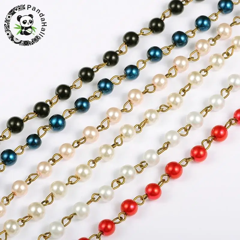 6mm Round Glass Pearl Beads Antique Bronze Chains for Neckalces Bracelets Making Mixed Color, 39.3" 5Strands/lot
6mm Round Glass Pearl Beads Antique Bronze Chains for Neckalces Bracelets Making Mixed Color, 39.3" 5Strands/lot